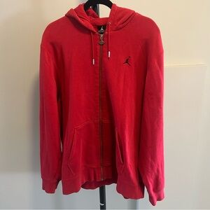 Men’s Nike Air Jordan Red Zip-Up Hoodie with iconic Air Jordan Wings Size L